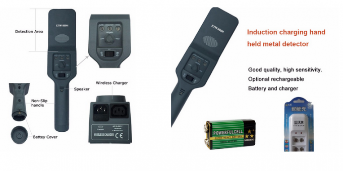 Detector de metais UV140 da varinha da mão do alarme/baixo da bateria com indicador de poder